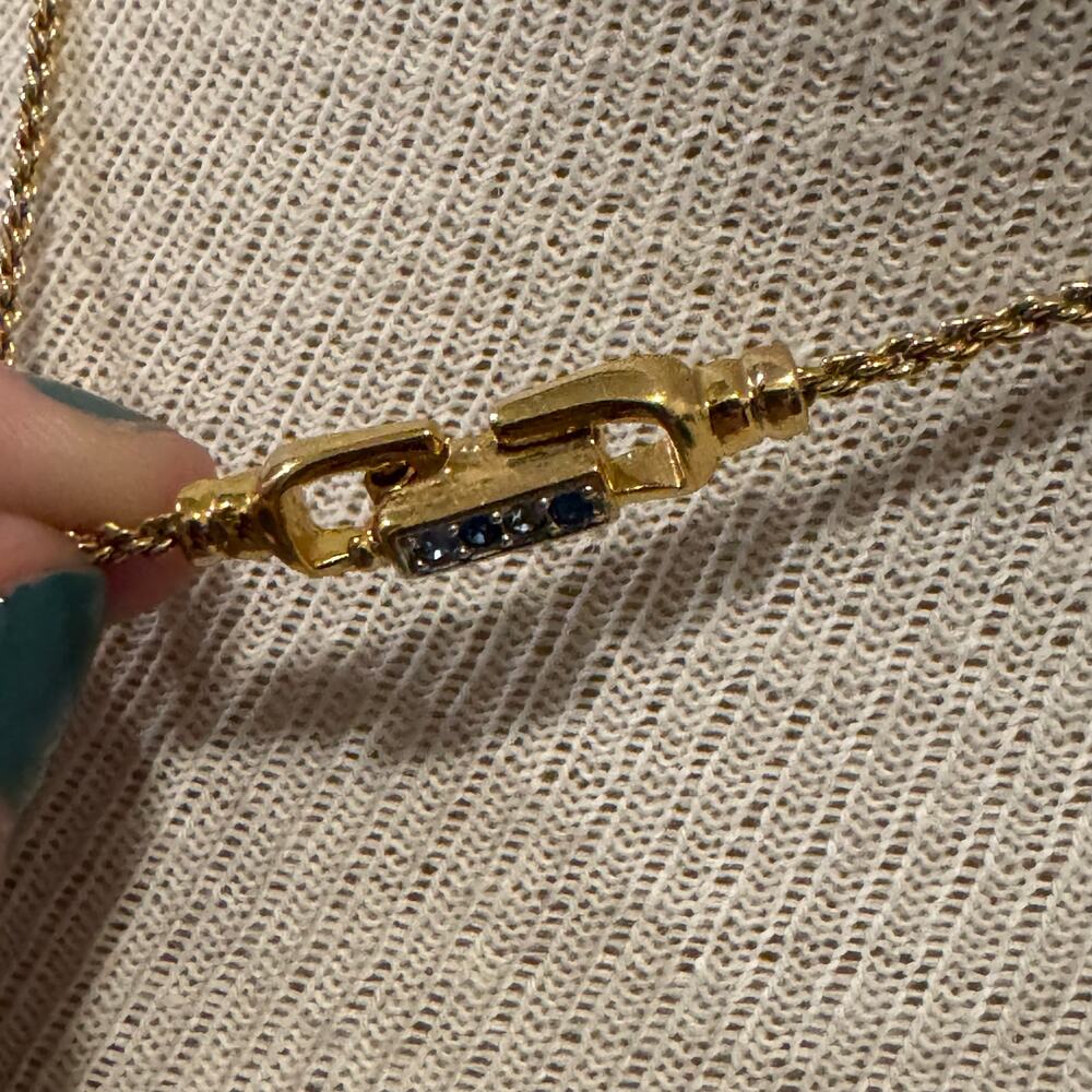 Swarovski Authentic blue tear drop pendant gold chain necklace - Picture 2 of 9
